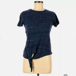 For The Republic Tie Waist Tee T-Shirt Heathered Blue Women's Small S Casual EUC